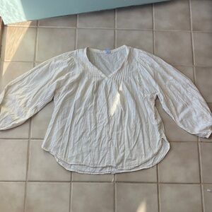 Old Navy Women's Cream V-Neck Top Flowy arms Whimsical Cottage Core Boho